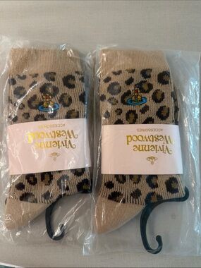 Vivienne Westwood Beige & Black Leopard Crew Socks